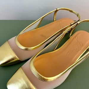 J. Crew Anya mesh metallic slingback 10
